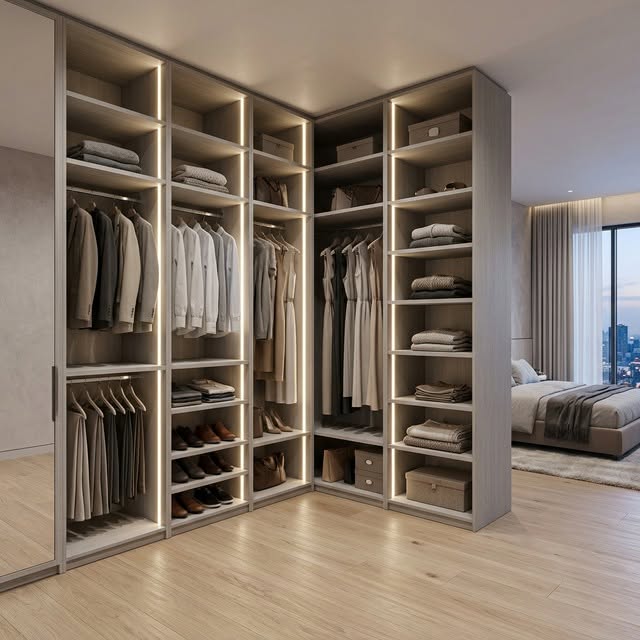 Valenza Design - Custom Walk-In Closet with Integrated LED Lighting