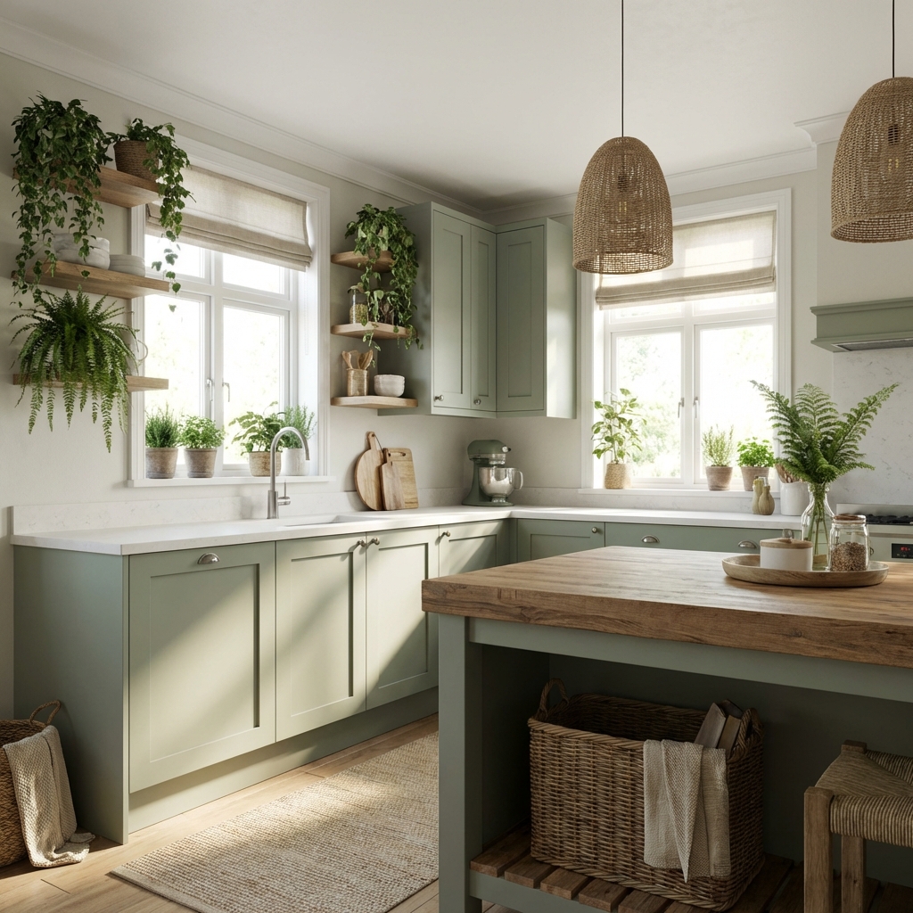 Sage Green Shaker Kitchen Scene
